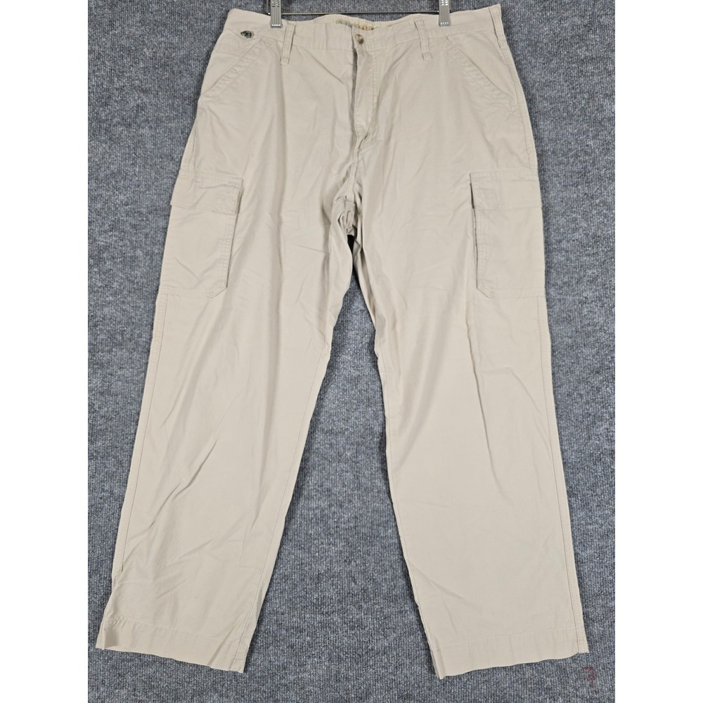 Cabelas Lakeside Casuals Mens Khaki Cargo Pants Size 38x30 Cotton Outdoor Hiking